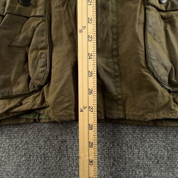 Barbour Bedale A100 Green Size 36 Waxed Jacket Men Outdoors Snap Zip Hunting - Picture 5 of 16